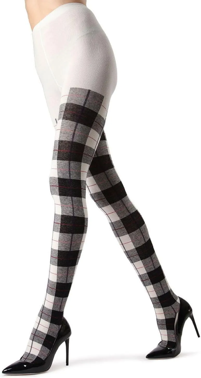 MeMoi Glasgow Plaid Cotton Tights for Women, Cozy, Warm and Fashionable Patterned Sweater Tights - Sizes Small to 6X