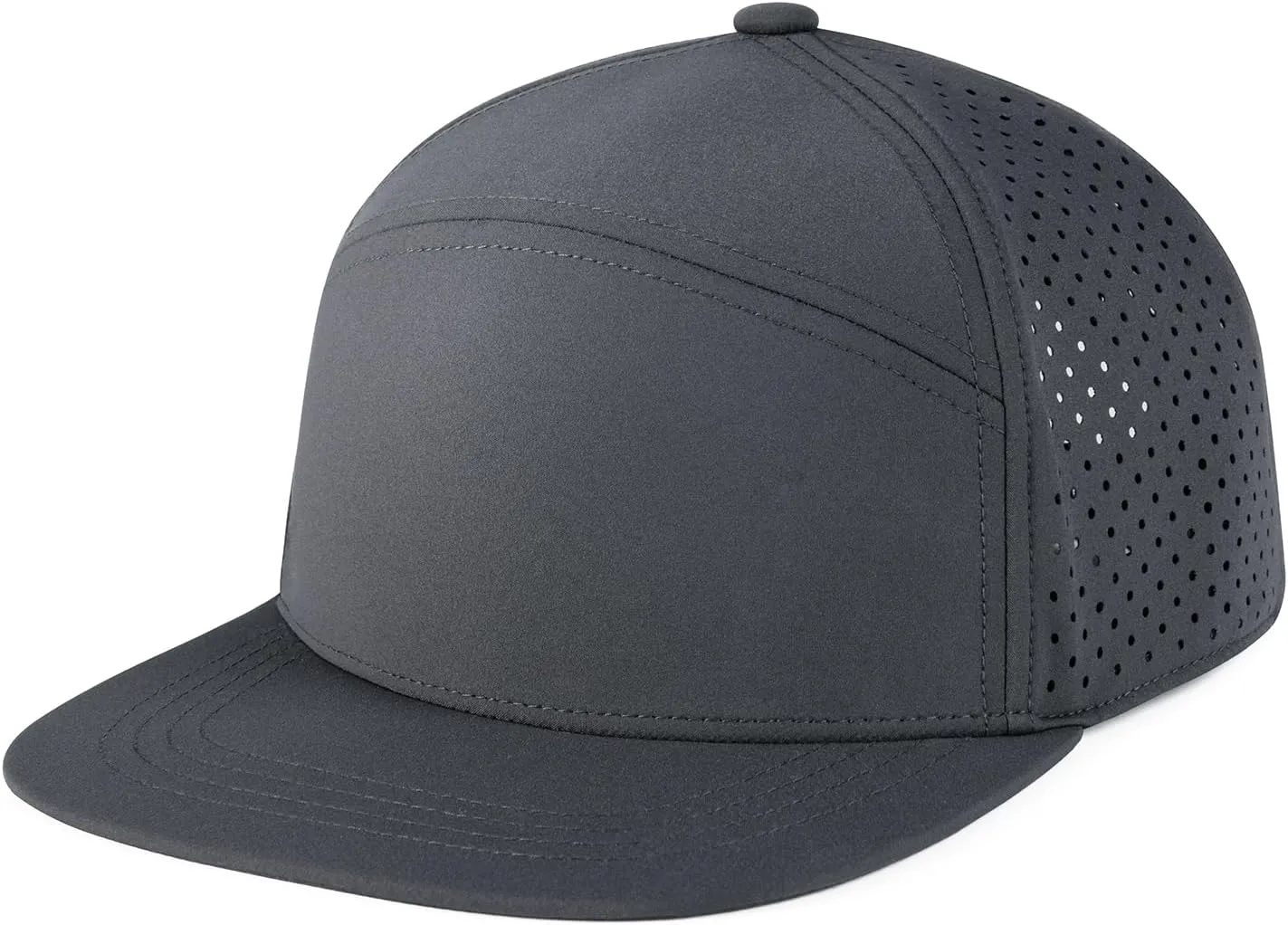Men Flat Brim Adjustable Performance Hat Snapback Laser Perforated Baseball Cap