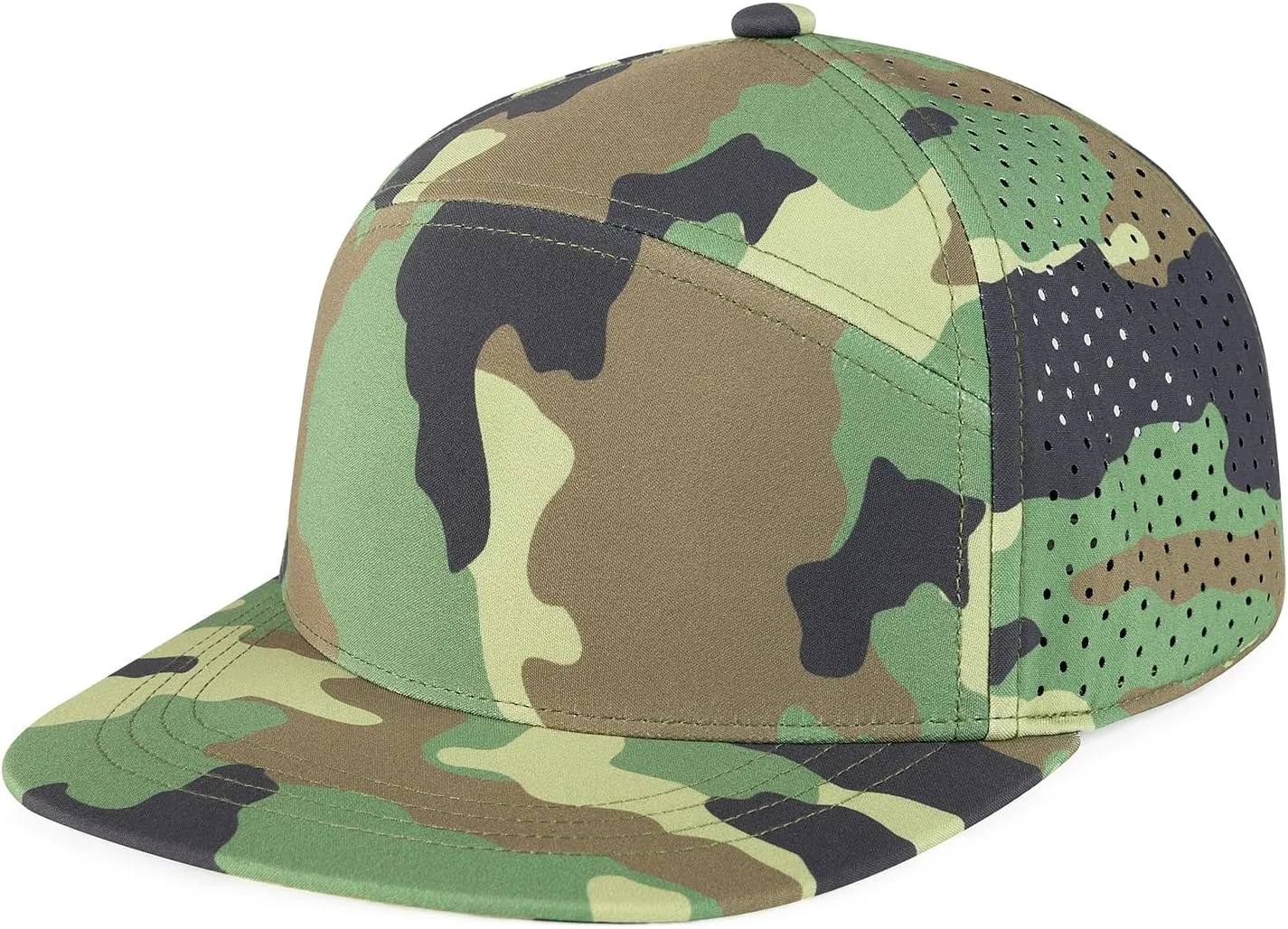 Men Flat Brim Adjustable Performance Hat Snapback Laser Perforated Baseball Cap