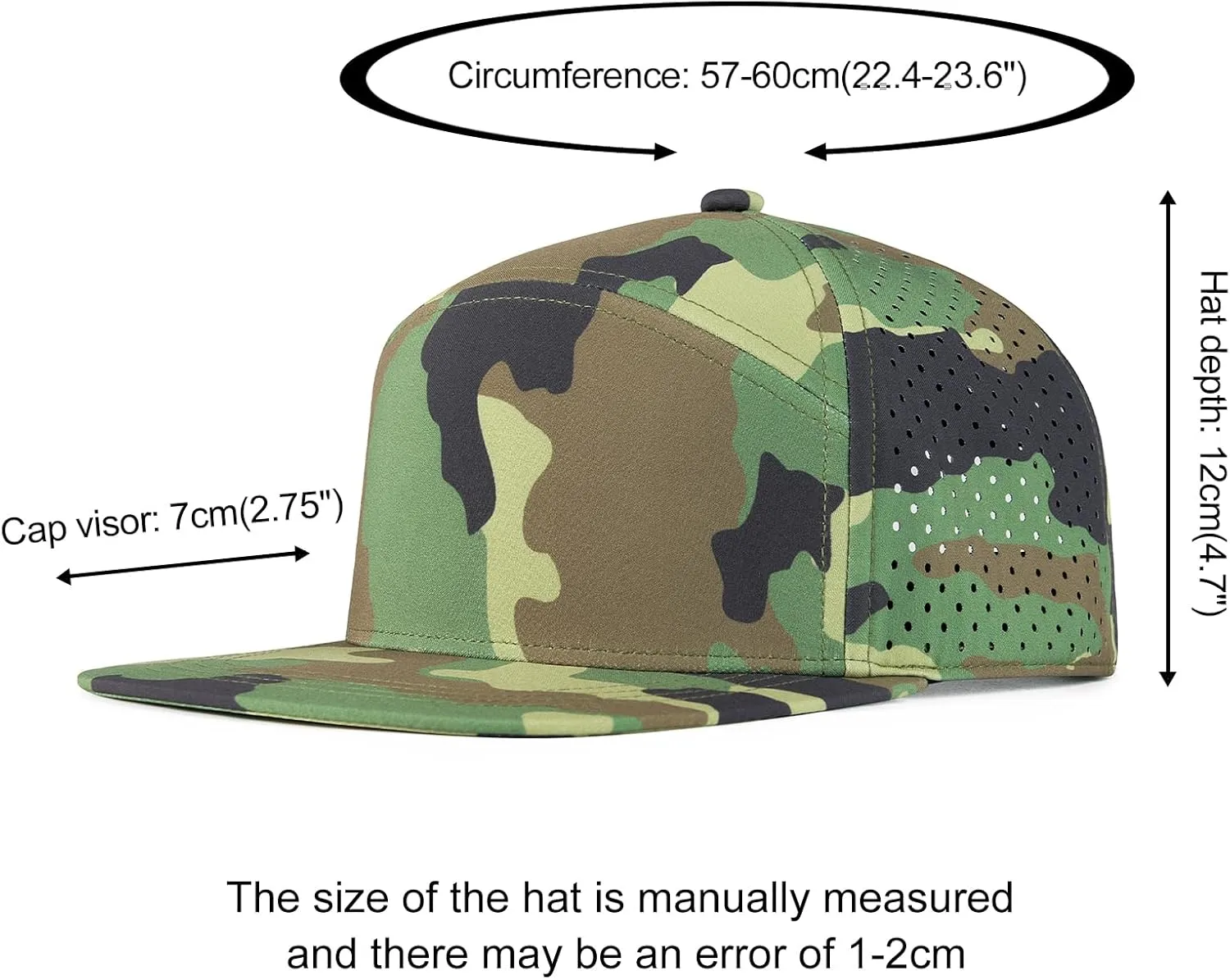 Men Flat Brim Adjustable Performance Hat Snapback Laser Perforated Baseball Cap