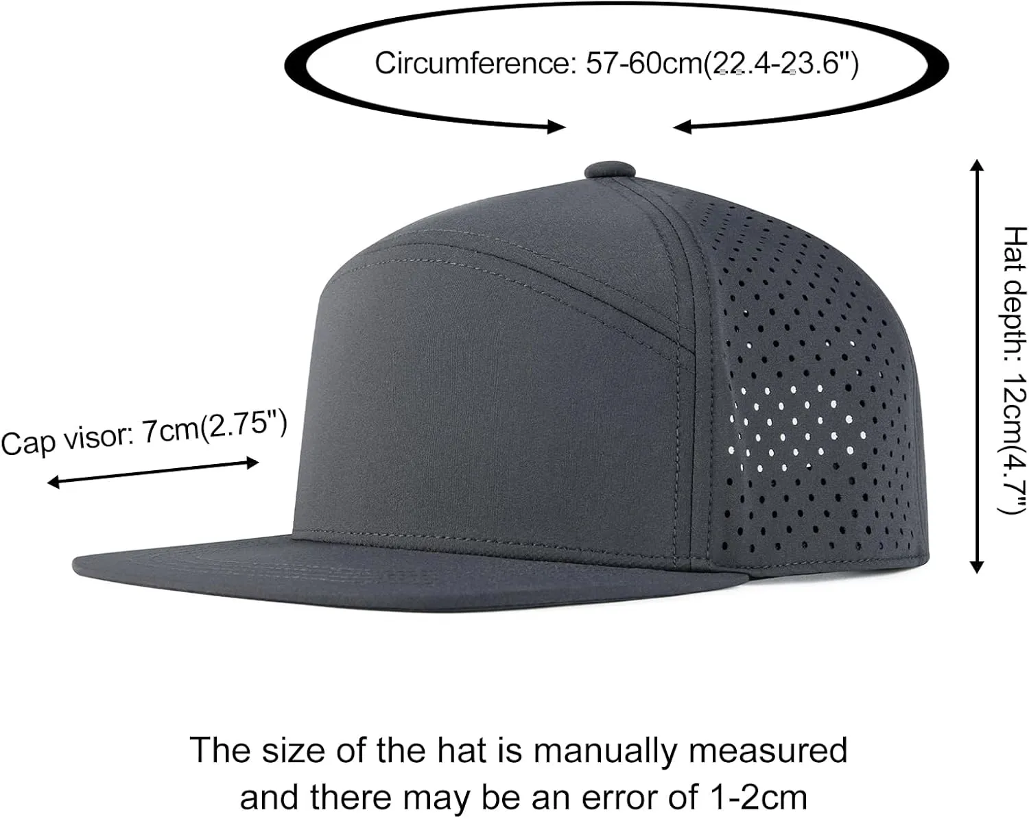 Men Flat Brim Adjustable Performance Hat Snapback Laser Perforated Baseball Cap