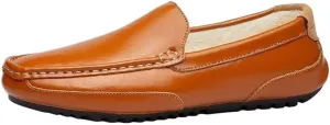 Men Loafers Plus Velvet Vegan Leather Driving Loafers Round Toe Solid Color Anti-Slip Shoe Slip On