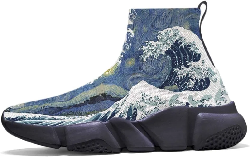 Men Women Slip-on Socks Sneakers Art Graffiti Painted Casual Shoes Tennis Running Shoes Plus Size 5-15