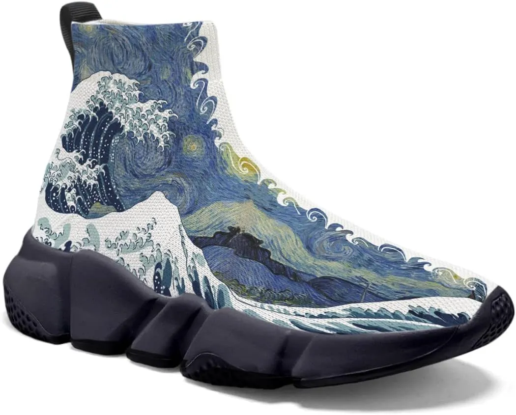 Men Women Slip-on Socks Sneakers Art Graffiti Painted Casual Shoes Tennis Running Shoes Plus Size 5-15