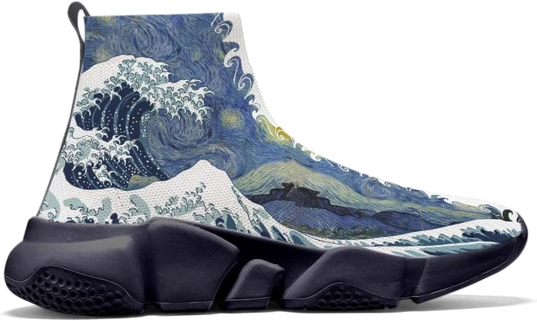 Men Women Slip-on Socks Sneakers Art Graffiti Painted Casual Shoes Tennis Running Shoes Plus Size 5-15