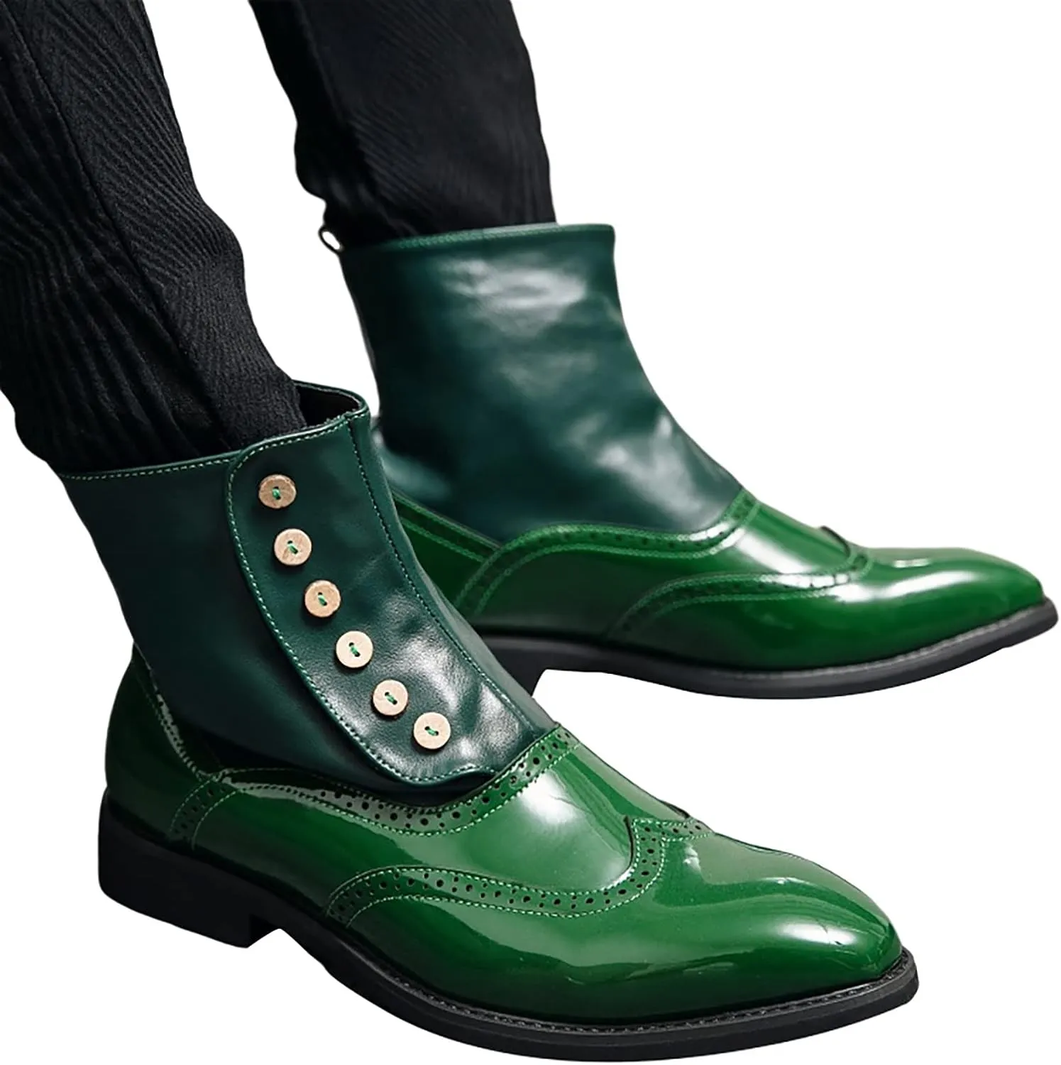 Mens Ankle Boots Stylish and Comfort Leather Ankle Boots Slip on High Top Leather Shoes British Fashion Casual Shoes Outdoor Boots