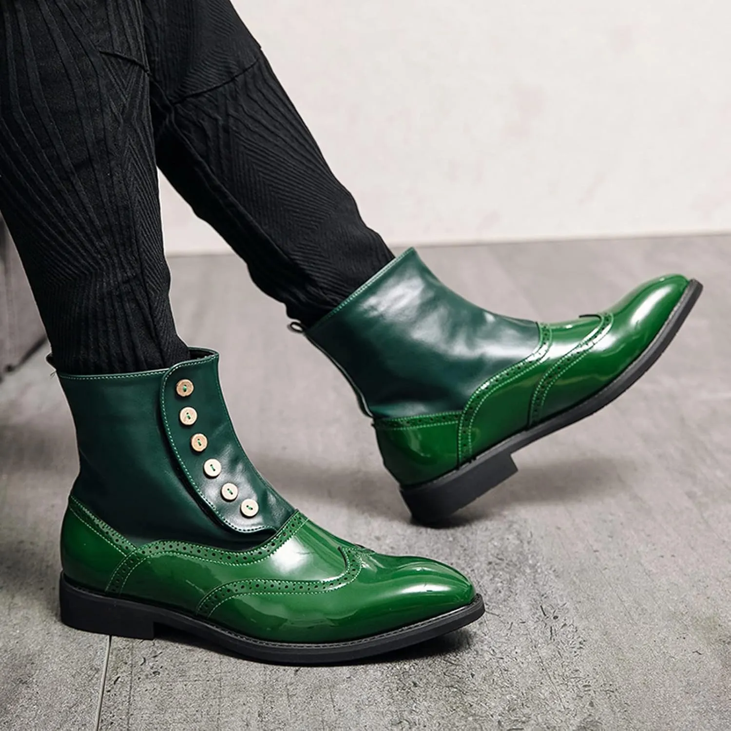 Mens Ankle Boots Stylish and Comfort Leather Ankle Boots Slip on High Top Leather Shoes British Fashion Casual Shoes Outdoor Boots