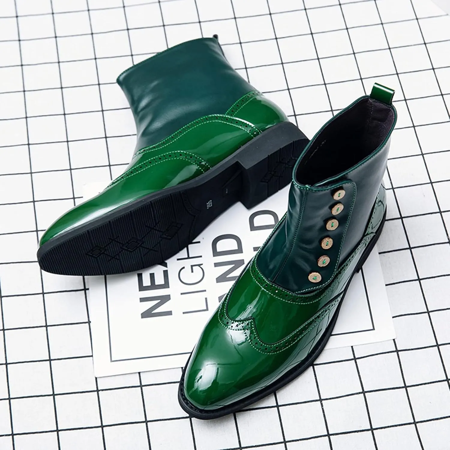 Mens Ankle Boots Stylish and Comfort Leather Ankle Boots Slip on High Top Leather Shoes British Fashion Casual Shoes Outdoor Boots