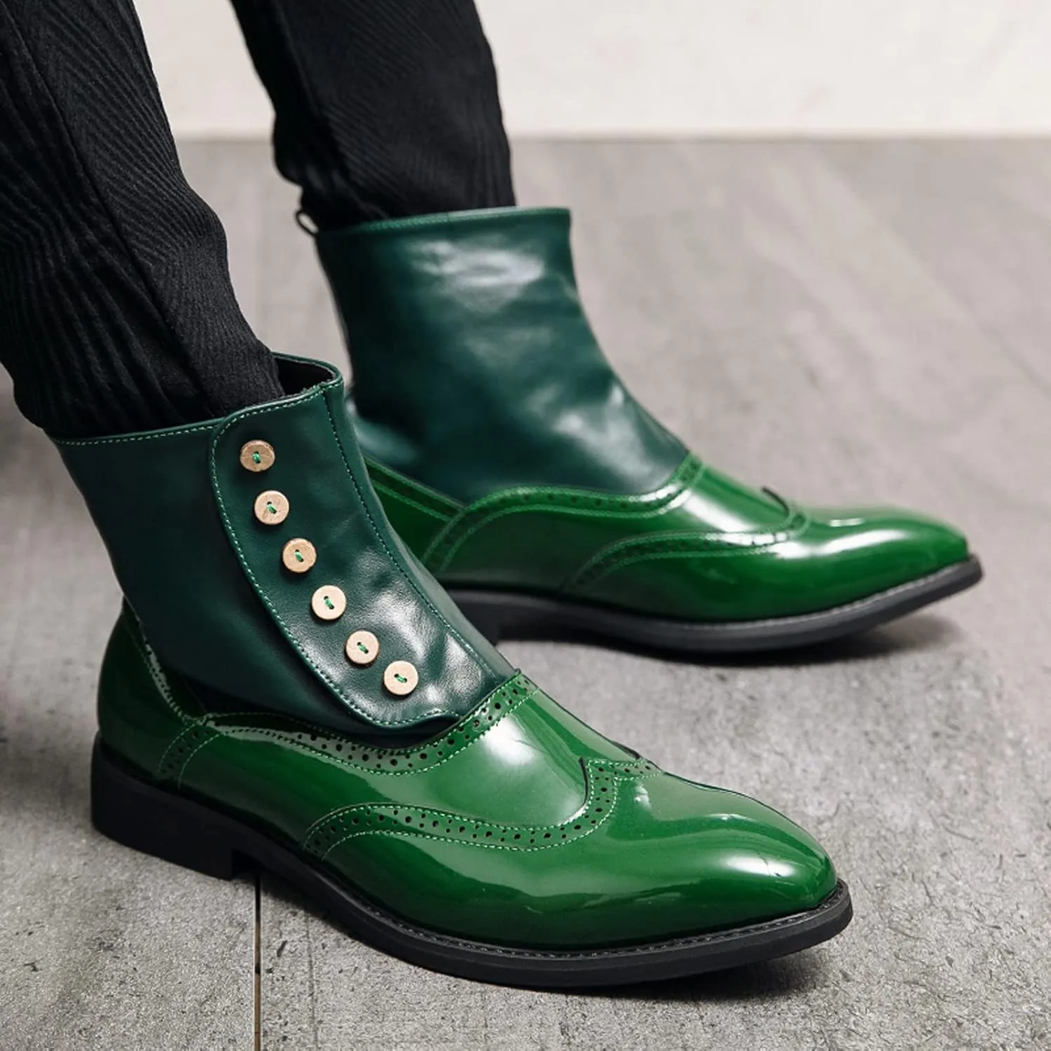 Mens Ankle Boots Stylish and Comfort Leather Ankle Boots Slip on High Top Leather Shoes British Fashion Casual Shoes Outdoor Boots