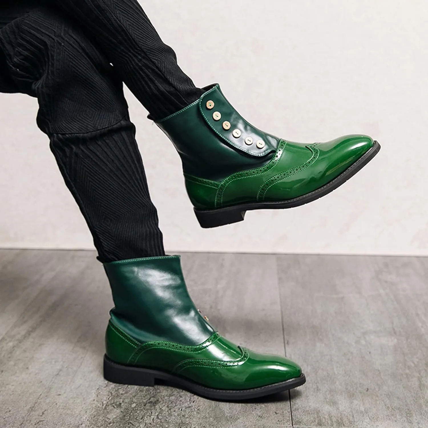 Mens Ankle Boots Stylish and Comfort Leather Ankle Boots Slip on High Top Leather Shoes British Fashion Casual Shoes Outdoor Boots