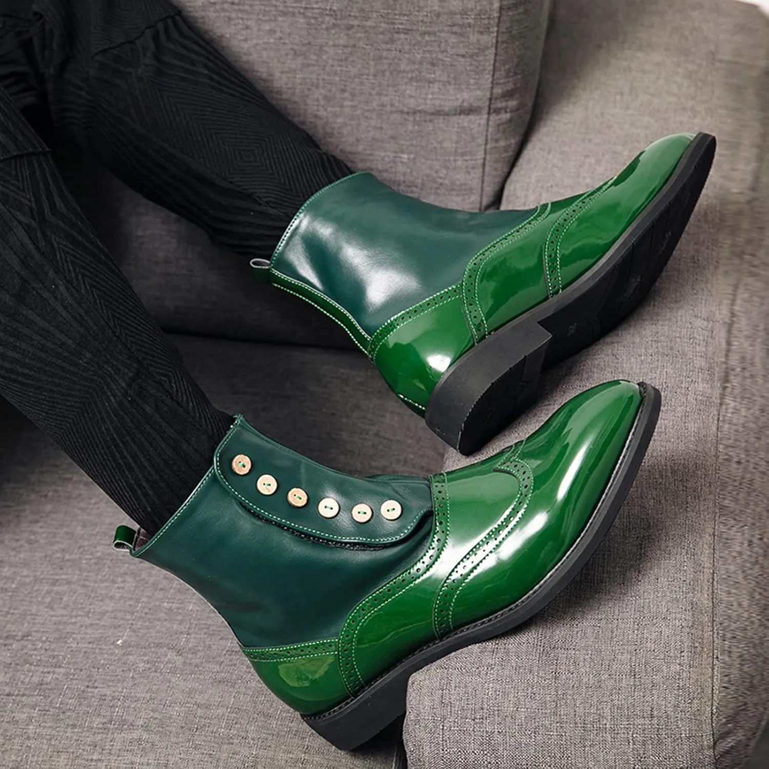 Mens Ankle Boots Stylish and Comfort Leather Ankle Boots Slip on High Top Leather Shoes British Fashion Casual Shoes Outdoor Boots