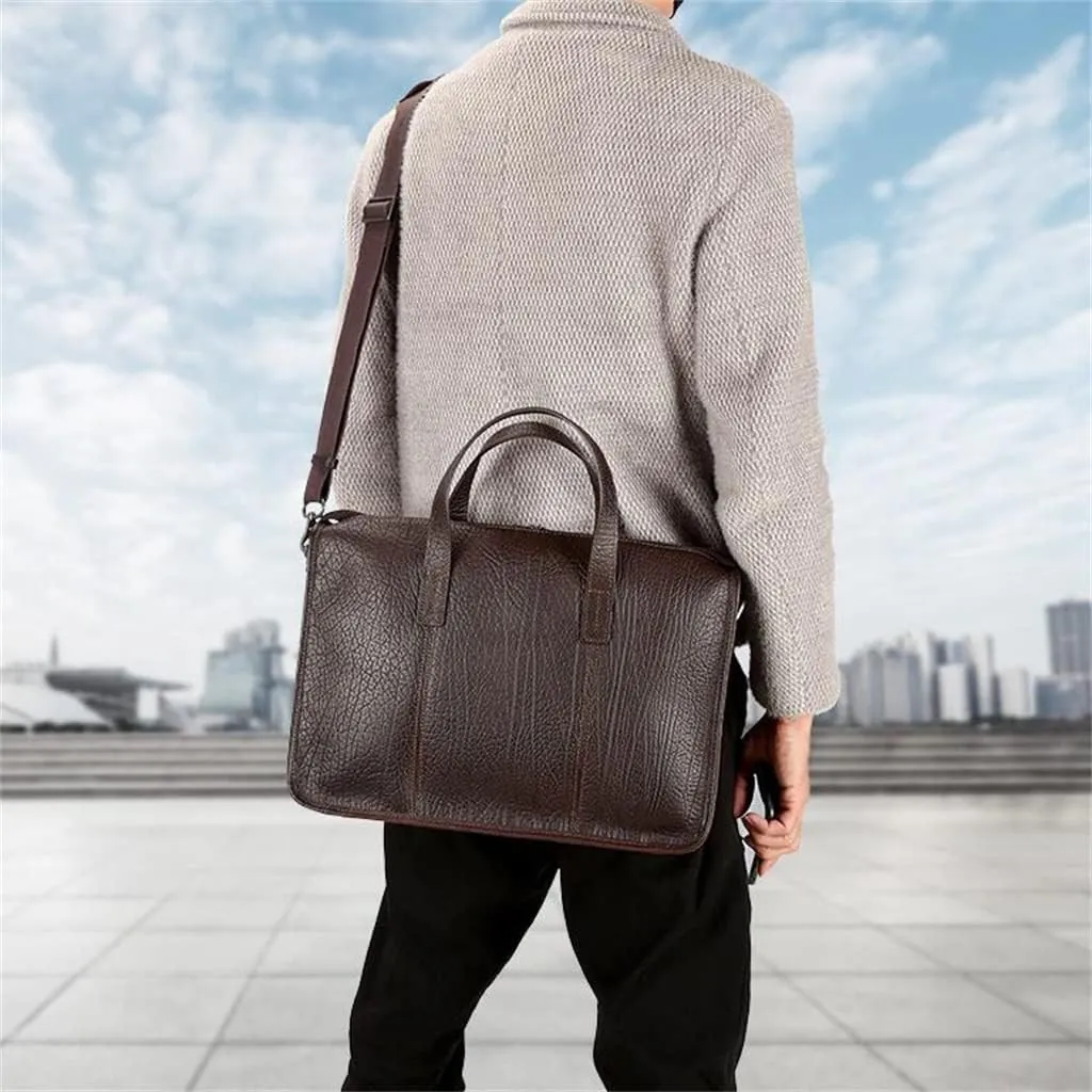Men's Bag Leather Men's Handbag Layer Cowhide Computer Business Briefcase Single Shoulder Crossbody