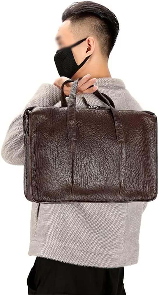 Men's Bag Leather Men's Handbag Layer Cowhide Computer Business Briefcase Single Shoulder Crossbody