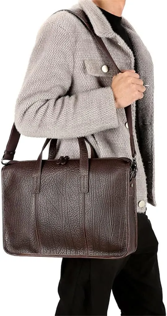 Men's Bag Leather Men's Handbag Layer Cowhide Computer Business Briefcase Single Shoulder Crossbody