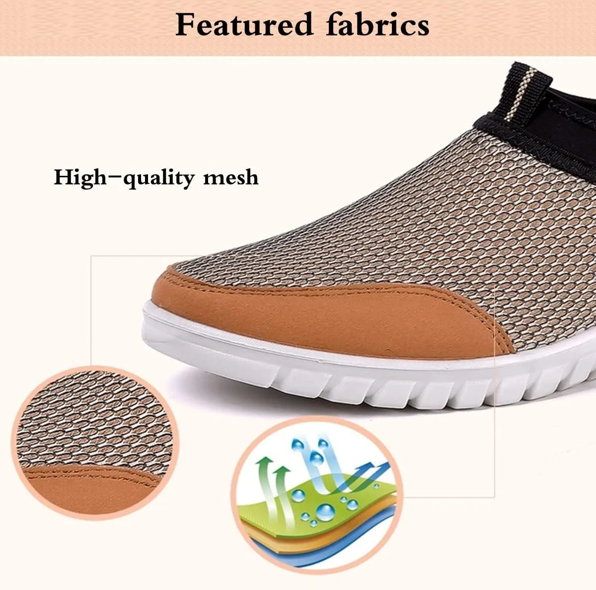 Mens Breathable Casual Loafers Mesh Summer Lightweight Slip-on Shoes Comfortable Outdoor Driving Travel Stylish