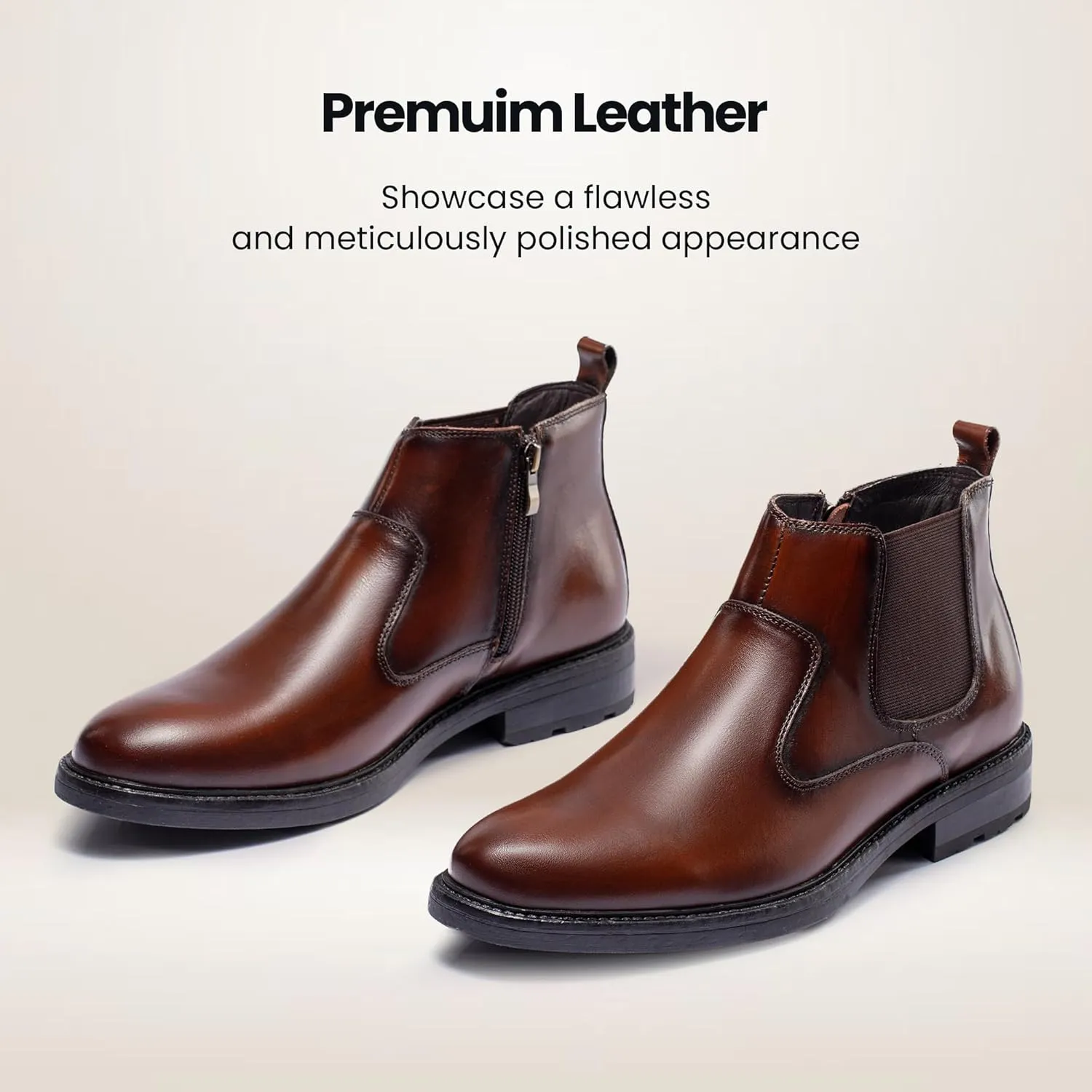 Mens Chelsea Dress Boots Classic Stylish Casual Leather Slip On Ankle Boot for Men