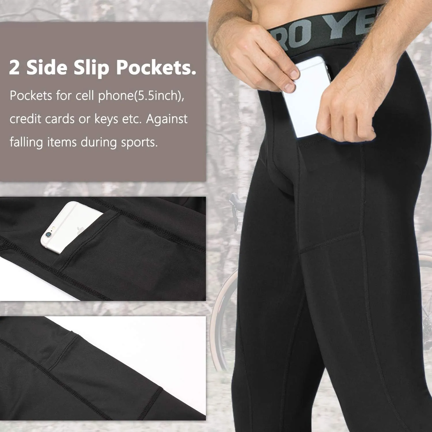 Men’s Compression Pants Athletic Running Leggings Workout Tights Quick Dry Base Layer for Basketball Sports