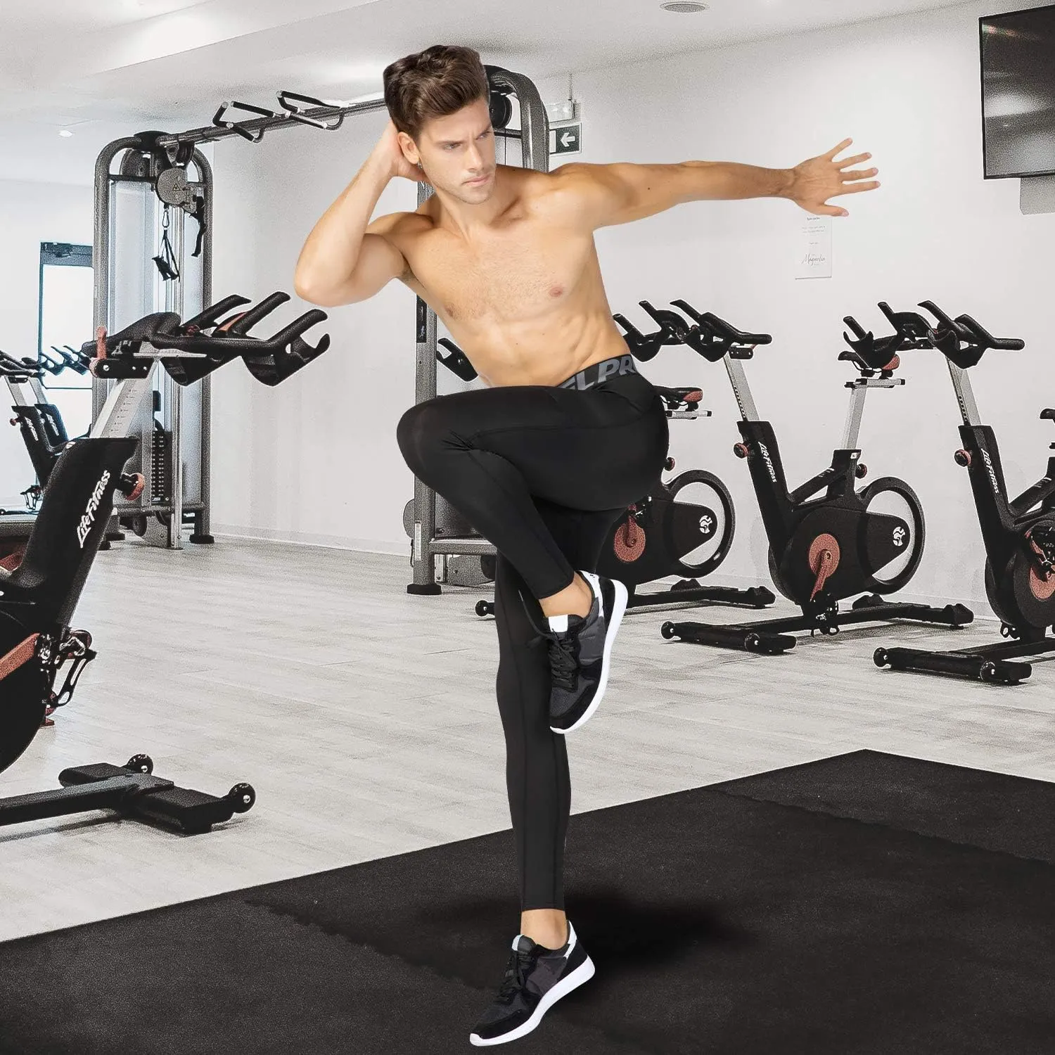 Men’s Compression Pants Athletic Running Leggings Workout Tights Quick Dry Base Layer for Basketball Sports