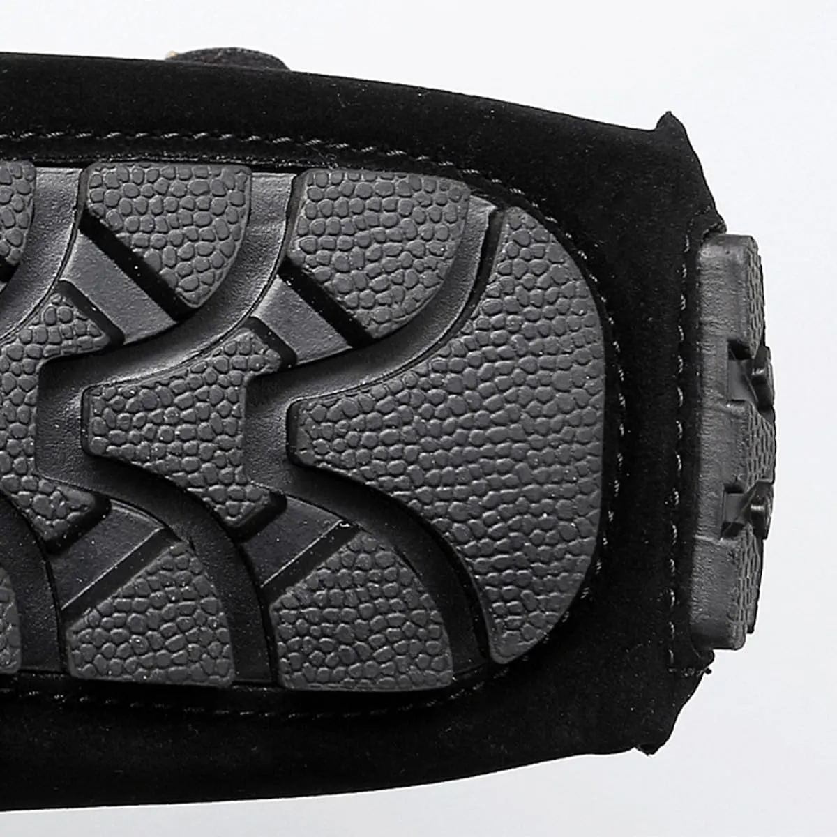 Men's Driving Loafers Black Slip-On with Suede Buckle Detail Moccasins