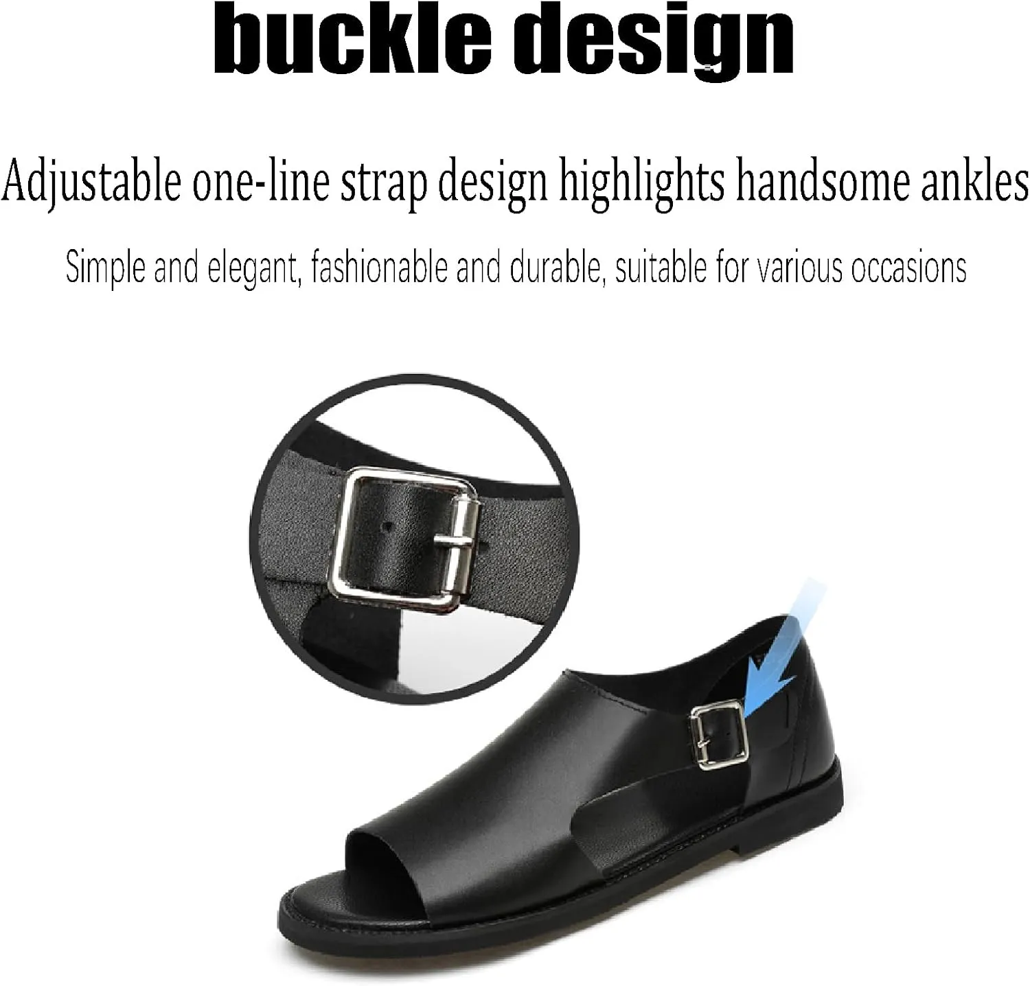 Men's Genuine Leather Cutout Water Shoes Slip On Flat Comfortable Open Toe Outdoor Casual Beach Light Weight Fisherman Sandals