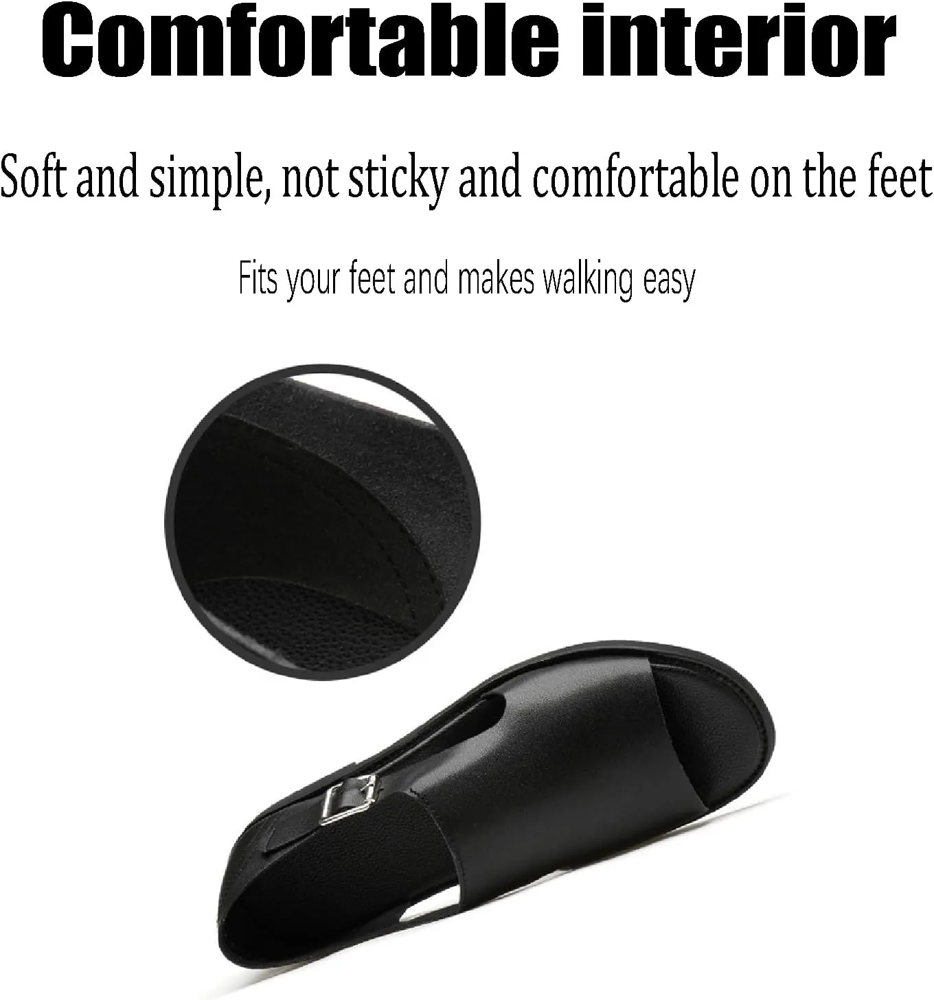 Men's Genuine Leather Cutout Water Shoes Slip On Flat Comfortable Open Toe Outdoor Casual Beach Light Weight Fisherman Sandals