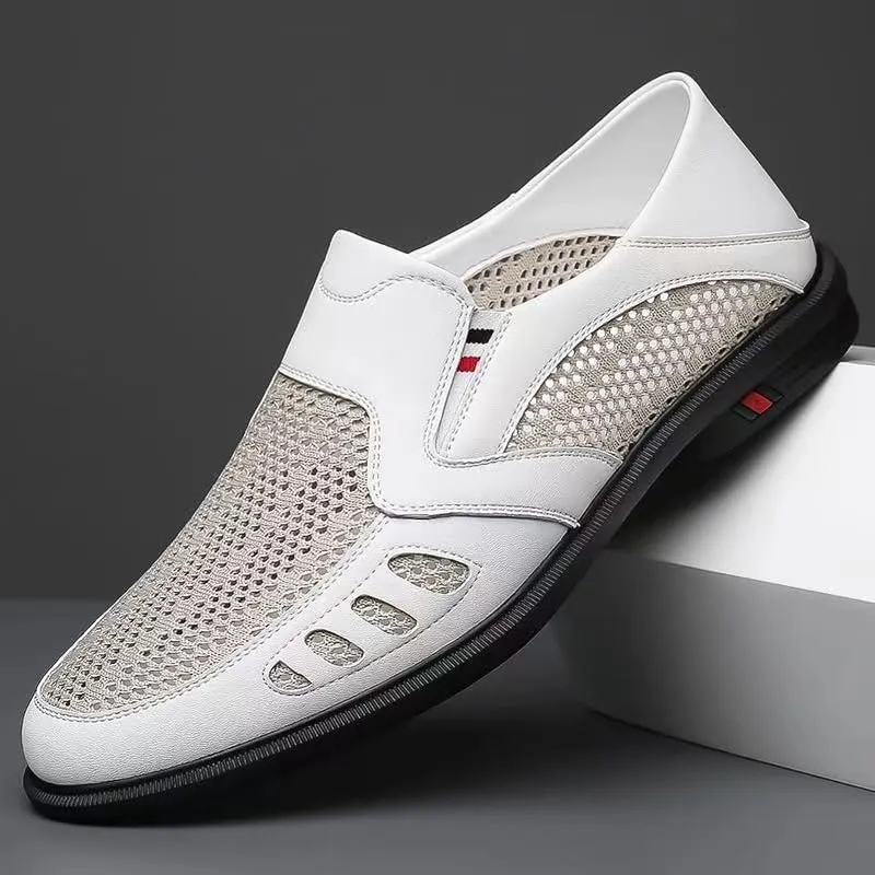 Men's Hollow Mesh Slippers for Men House Slip on Shoes for Indoor Outdoor Non-Slip Garden Loafers Mens Casual Slip-On Driving Loafers Boat Shoes Driver Moccasins