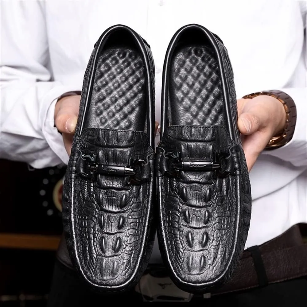Men's Loafers Moccasins Shoes Faux Crocodile Print Solid Colors Leather Slip Resistant Comfortable Flexible Lightweight Fashion Slip-ons