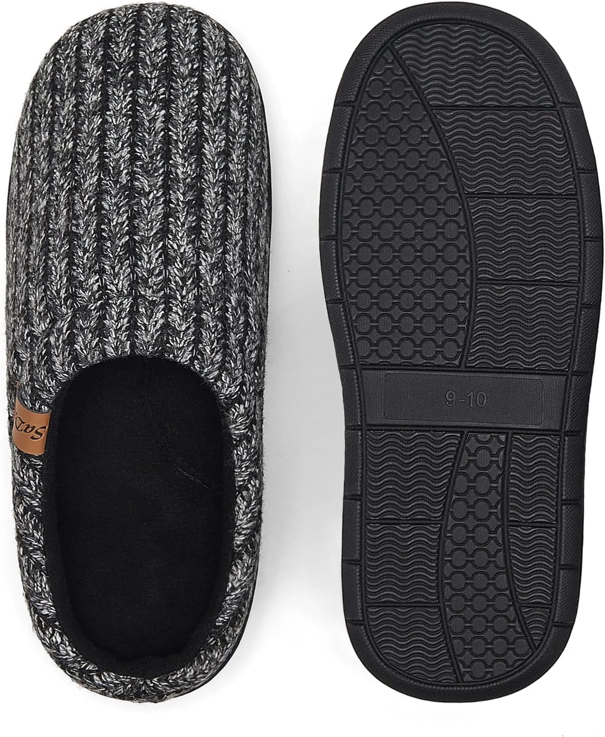 Men's Memory Foam Slippers with Arch Support, Breathable & Warm Knit House Slippers