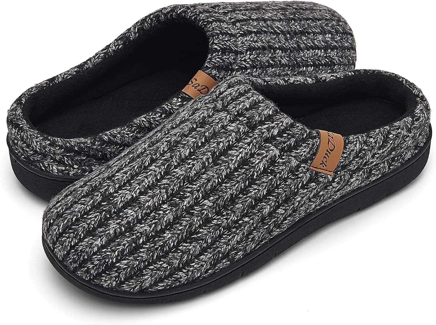 Men's Memory Foam Slippers with Arch Support, Breathable & Warm Knit House Slippers