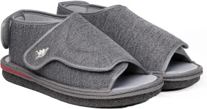 Men's Open Toe Foam Wide Diabetic Slippers Hook & Loop Closure Non-Slip Rubber Sole Flexible Orthotic Slippers Indoor/Outdoor Adjustable Soft Breathable