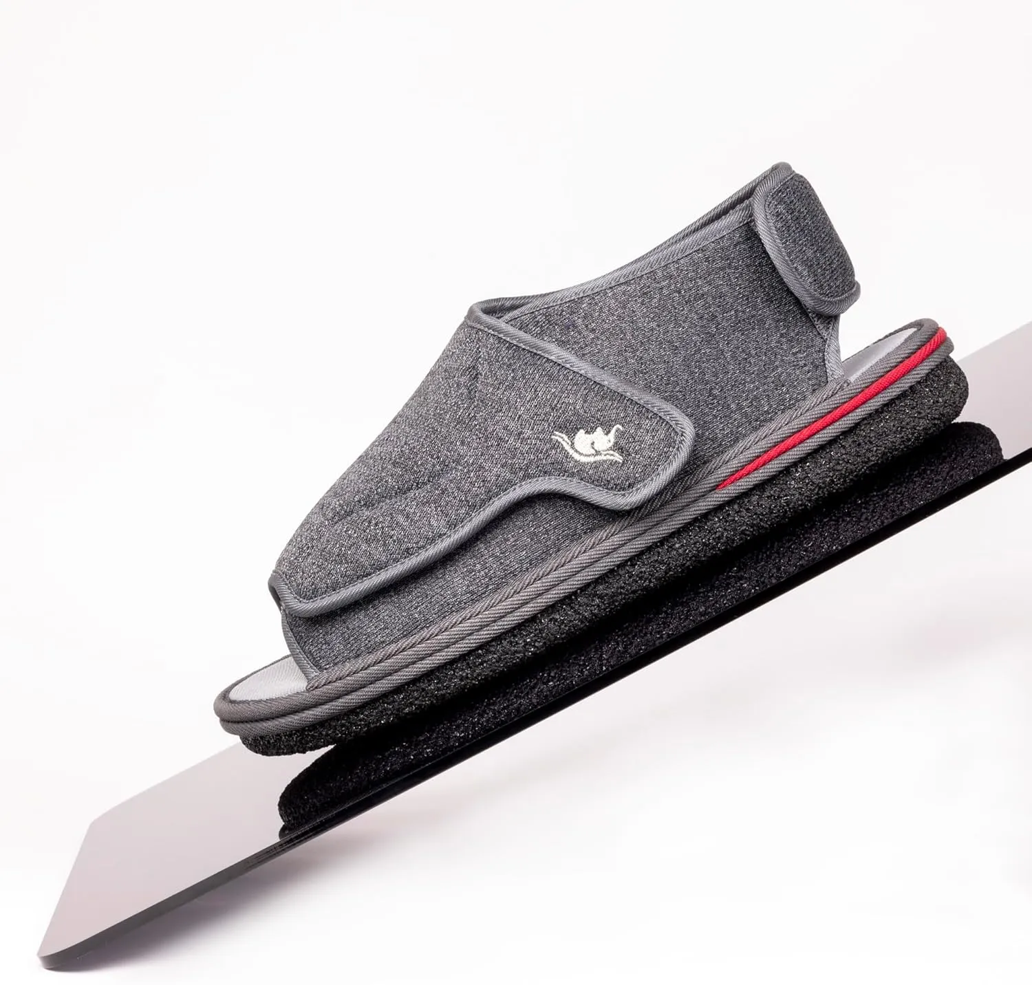 Men's Open Toe Foam Wide Diabetic Slippers Hook & Loop Closure Non-Slip Rubber Sole Flexible Orthotic Slippers Indoor/Outdoor Adjustable Soft Breathable