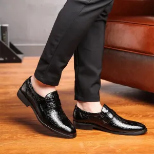 Mens Slip On Oxford Dress Shoes Patent Leather Business Wedding Party Half Brogue Comfortable Stylish
