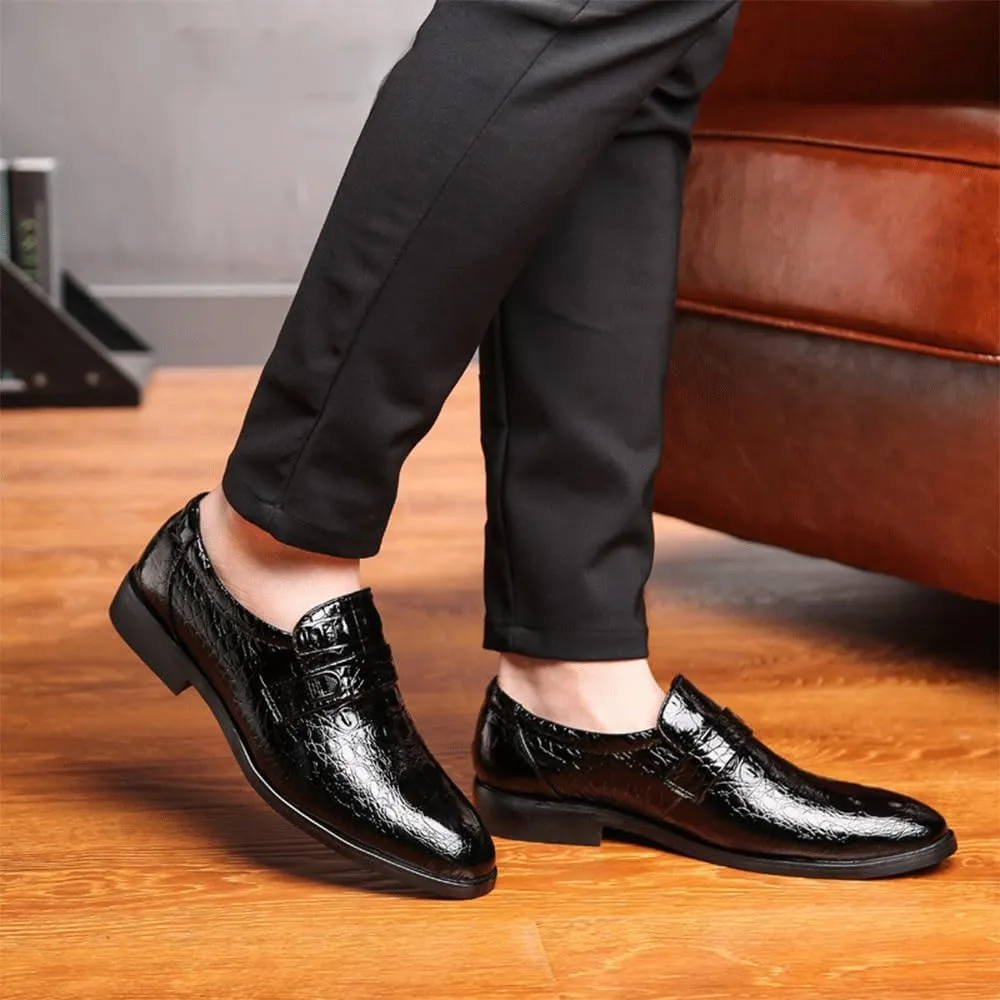 Mens Slip On Oxford Dress Shoes Patent Leather Business Wedding Party Half Brogue Comfortable Stylish