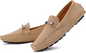 Men's Suede Leather Dress Loafers Slip On Casual Shoes Lightweight Soft Penny Loafers Driving Shoes Classic Moccasins
