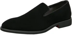 Men's Suede Oxford Loafers Slip On Pointed Toe Casual Business Office Shoes Wear Resistant Height Increasing Stylish Bean Shoes