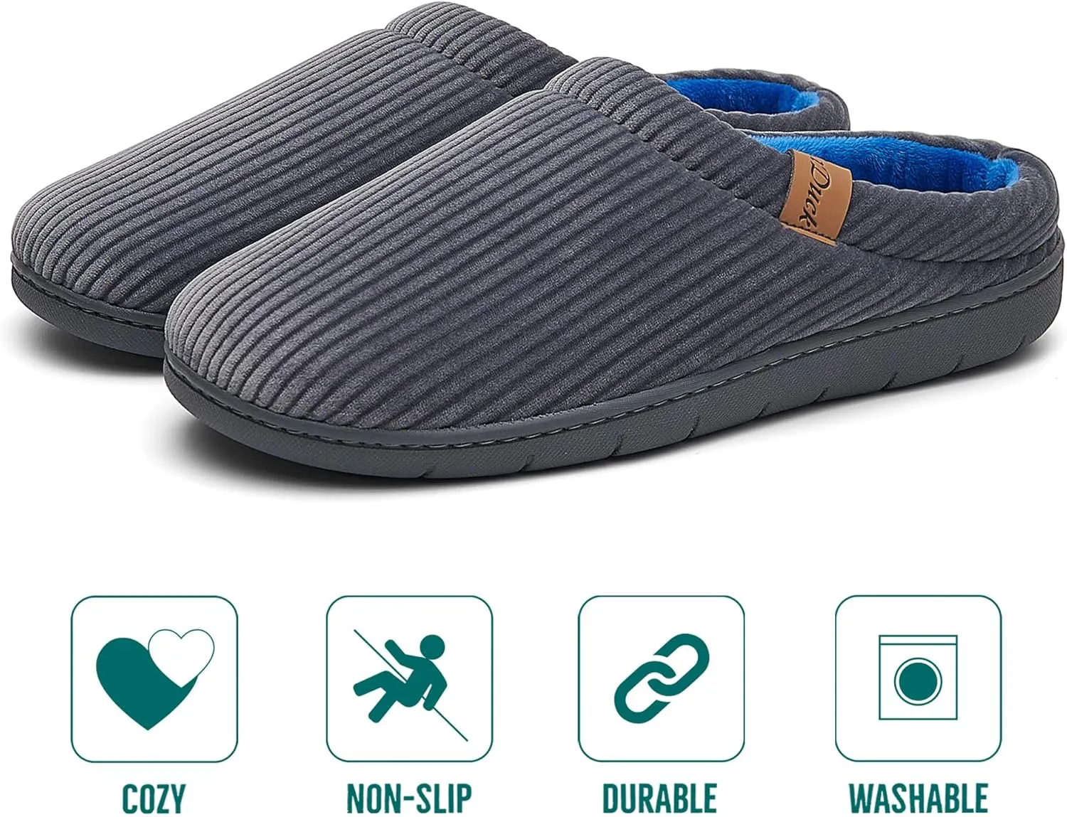 Men's Two-Tone Slippers with Arch Support Slip-On Warm House Shoes Cozy Memory Foam Indoor/Outdoor Breathable Slipper