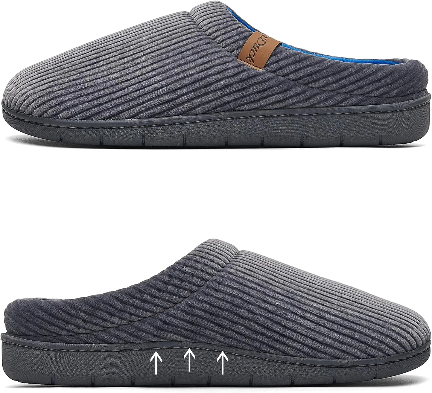 Men's Two-Tone Slippers with Arch Support Slip-On Warm House Shoes Cozy Memory Foam Indoor/Outdoor Breathable Slipper