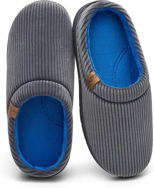 Men's Two-Tone Slippers with Arch Support Slip-On Warm House Shoes Cozy Memory Foam Indoor/Outdoor Breathable Slipper
