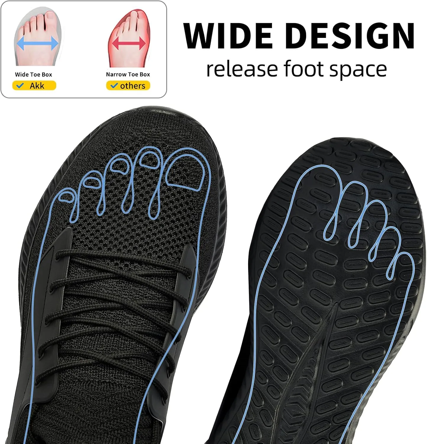 Mens Wide Sneakers Walking Shoes - Wide Slip on Tennis Shoes,Lightweight Breathable Comfortable Running Shoes for Athletic Workout Gym Jogging and Casual Wear Wide Width