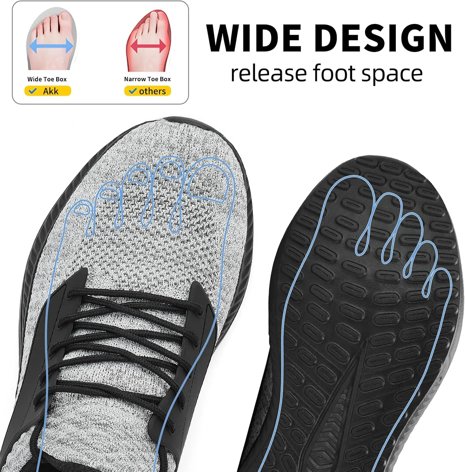 Mens Wide Sneakers Walking Shoes - Wide Slip on Tennis Shoes,Lightweight Breathable Comfortable Running Shoes for Athletic Workout Gym Jogging and Casual Wear Wide Width