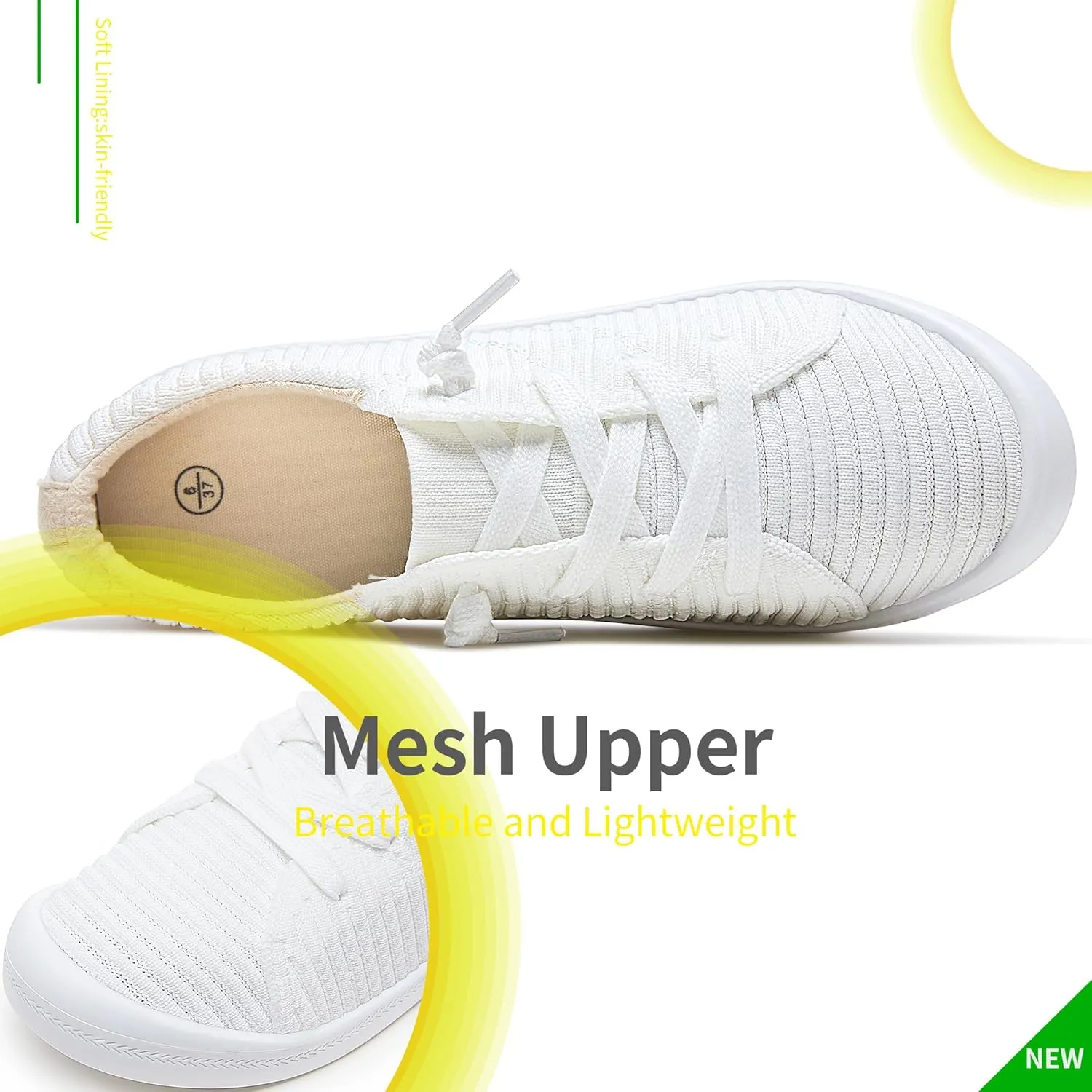 Mesh Slip On Shoes Women Comfort Knit Slip On Loafer Casual Fashion Sneaker Lightweight and Breathable Walking Flats