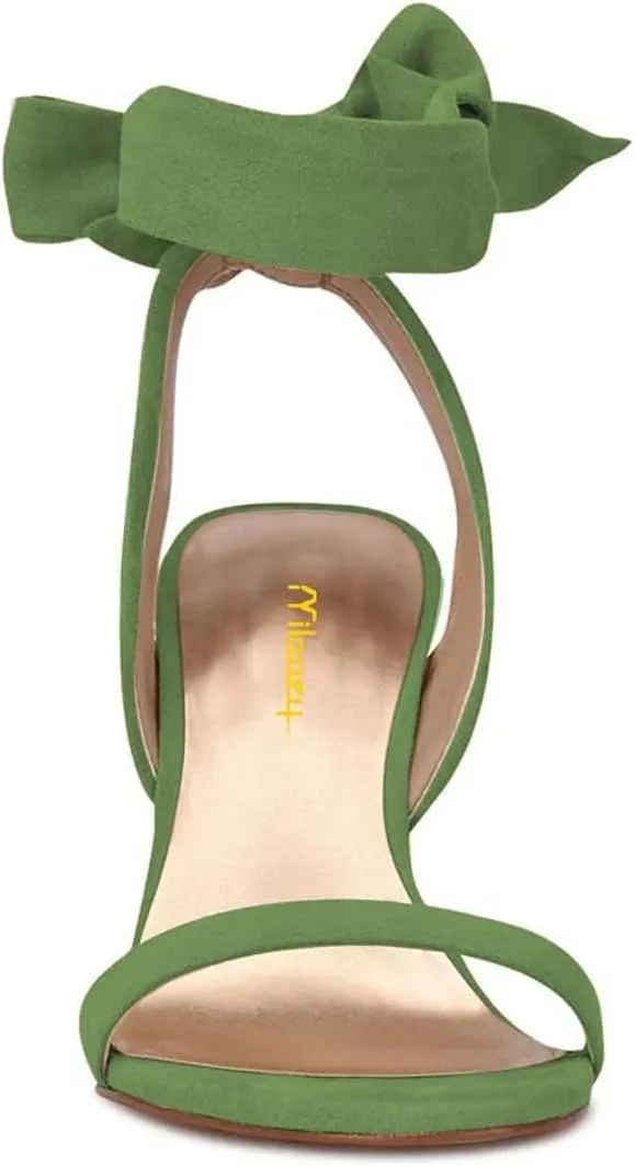Milooey shoes Women Elegant Open Toe Strappy Heeled Sandal Lace Up Block High Heels Ankle Strap Party Dress Prom Lady Shoes Size 4-16 Us