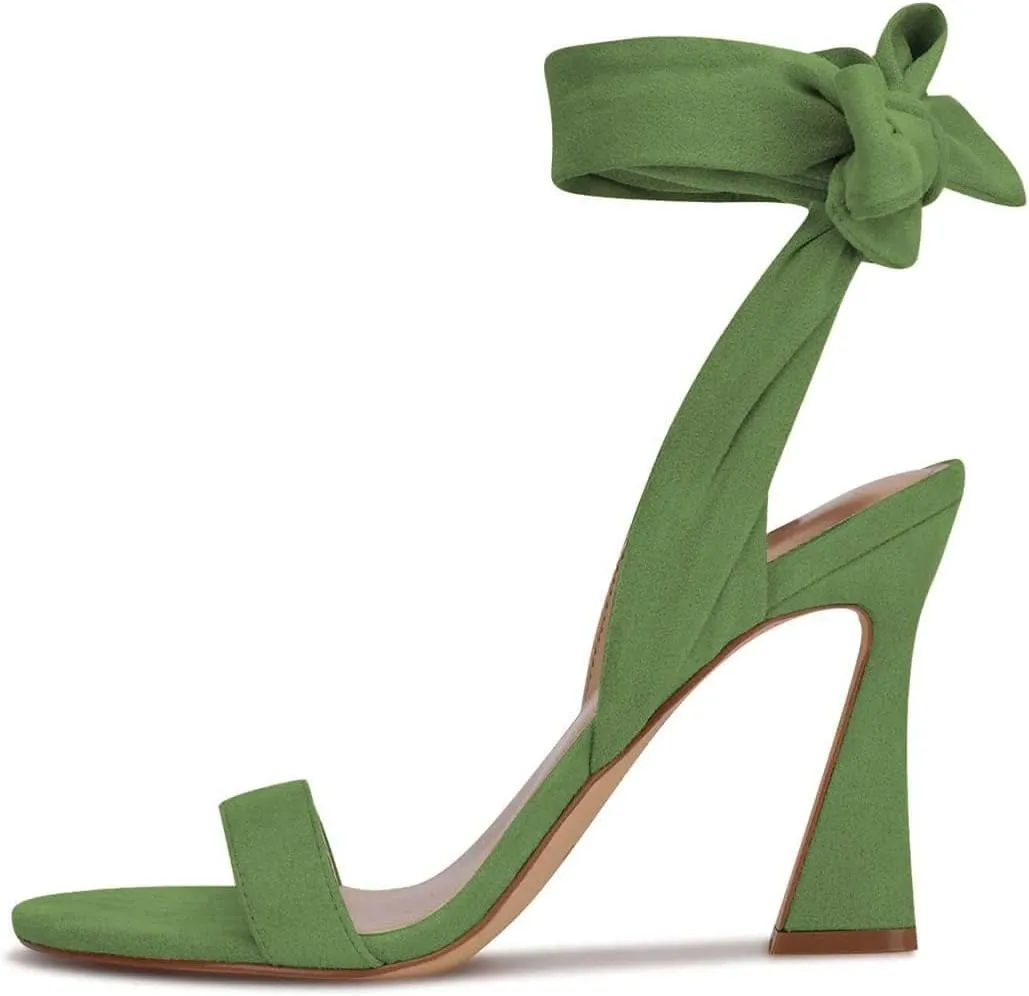 Milooey shoes Women Elegant Open Toe Strappy Heeled Sandal Lace Up Block High Heels Ankle Strap Party Dress Prom Lady Shoes Size 4-16 Us