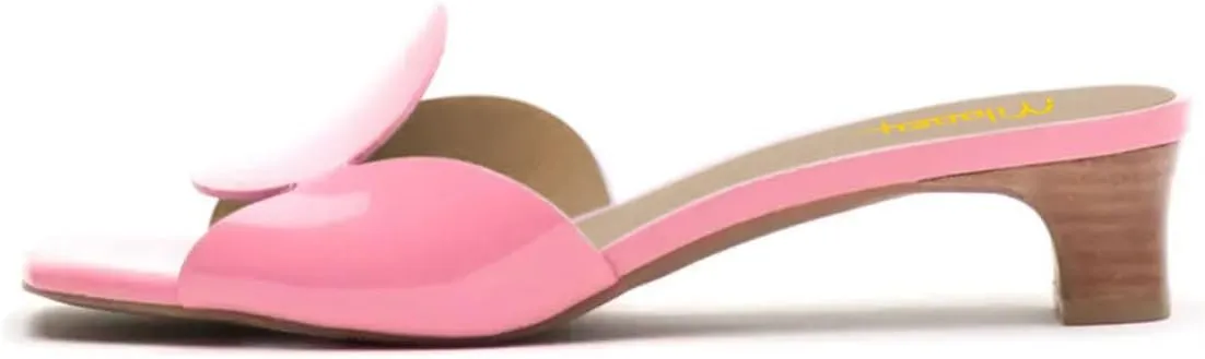 Milooey shoes Women's Square Open Toe Slide Sandals Elegant Strappy Block Chunky Low Heels Comfy Slip On Mules Backless Dress Party Summer Shoes Size 4-16 Us