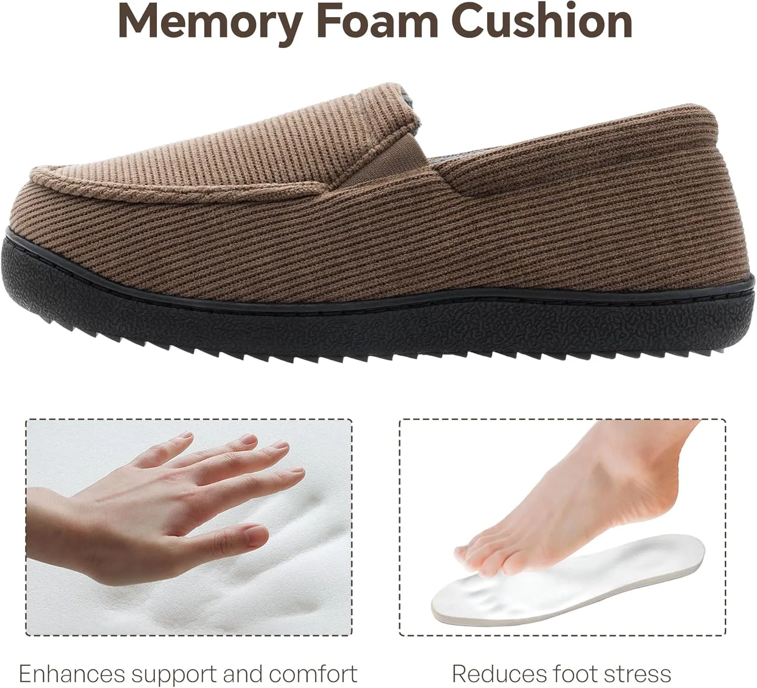 MIXIN Mens Moccasin Slippers Memory Foam House Shoes, Indoor/Outdoor Warm Loafer Slippers Birthday Gifts for Men Dad Husband