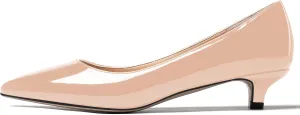 MODENCOCO Women's Pointed Toe Slip On Solid Patent Kitten Low Heel Pumps Shoes 1.5 Inch