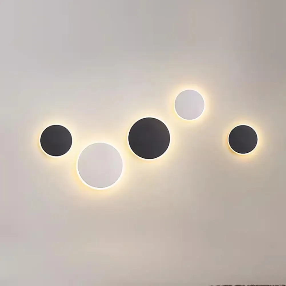 Modern Minimalist Round Wall Light Flat White Wall Sconce Light Disc Circle Shape Metal Wall Lamp LED Stairwell Lighting for Living Room Porch - 11.8" Warm Light