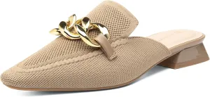 Mousse Fit Women Flat Mules Commute Pointed Toe Mules Flats Slip On Slides Walking Shoes