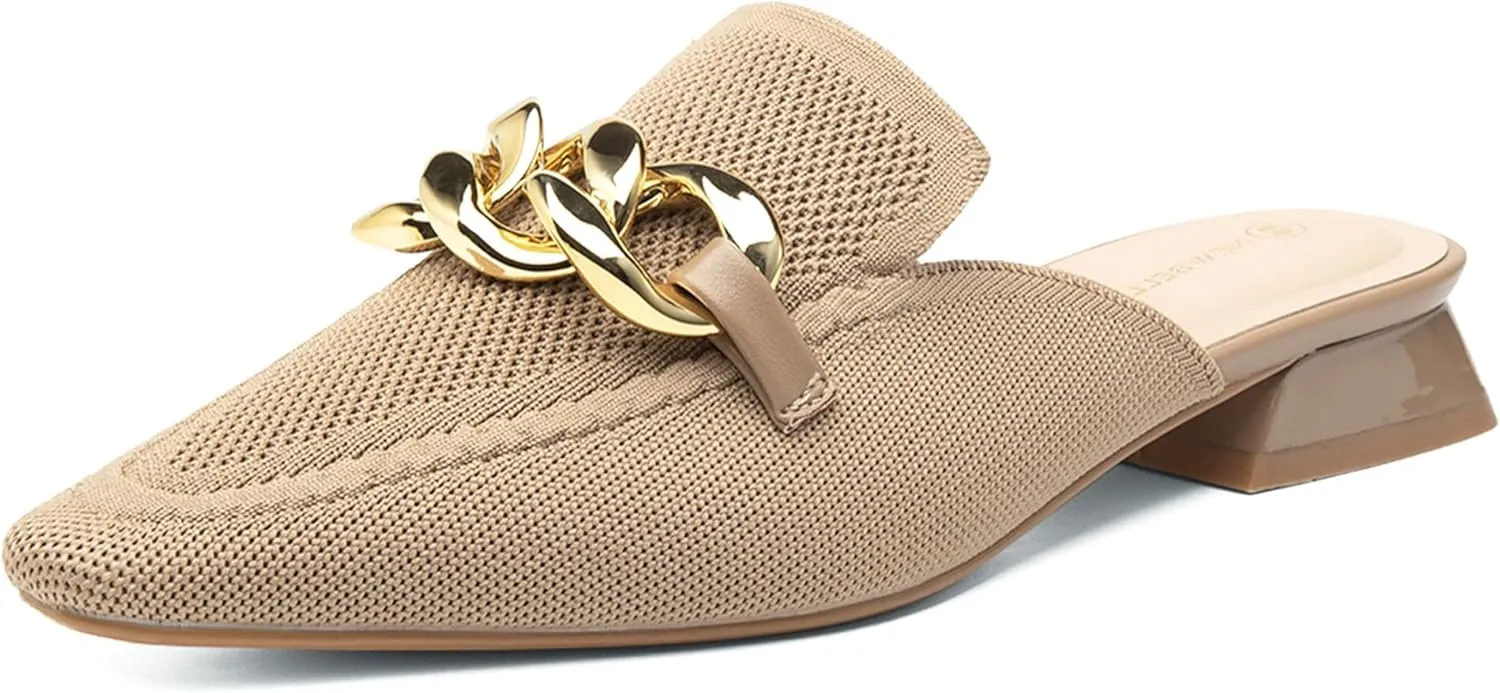 Mousse Fit Women Flat Mules Commute Pointed Toe Mules Flats Slip On Slides Walking Shoes