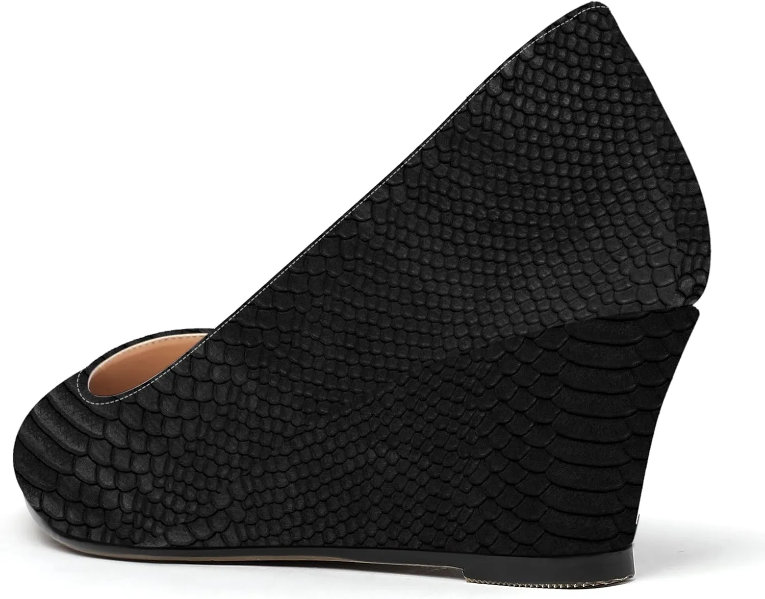 MOVINSTEPS Womens Pointed Toe Dress Slip On Work Wedge Low Heel Pumps Shoes 2 Inch